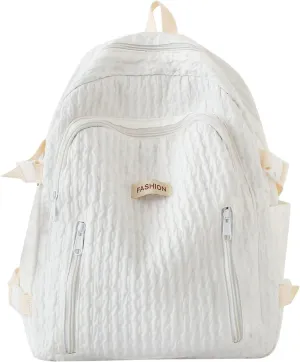 Medium Backpack Purse for Women Waterproof Stylish Daypack Purses Shoulder Bags School Backpack for Teen Girls(White)