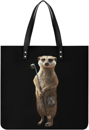 Meerkats Tote Bags PU Leather Top Handle Satchel Handbags Shoulder Bags Travel Purse for Women Men