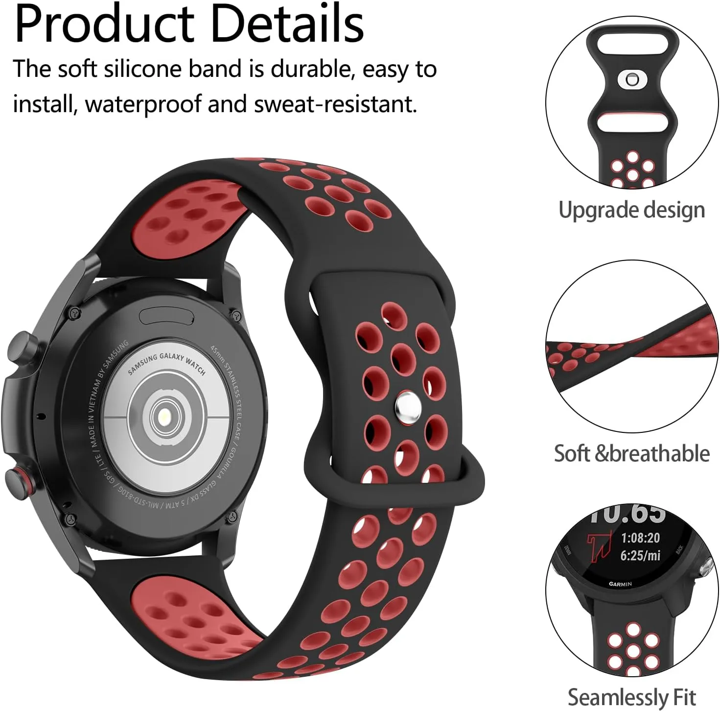 Meliya 2 Pack Silicone Bands for Gizmo Watch 3 Adventure 3 2 1/Gabb Watch 3e 3 2 1/SyncUP Watch,Cosmo JrTrack 4/3/2 SE/2/JrTrack Band, 20mm Soft Sport Breathable Waterproof Skin-friendly Watch Band