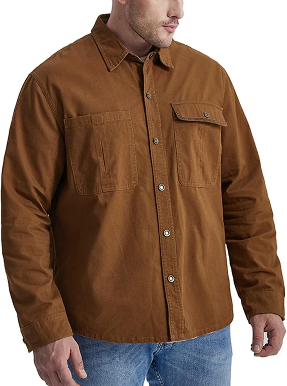 Mens 2023 Dress Shirts Long Sleeve Wrinkle-Resistant Casual Button Down Shirts Solid Formal Dress Shirts Business Top
