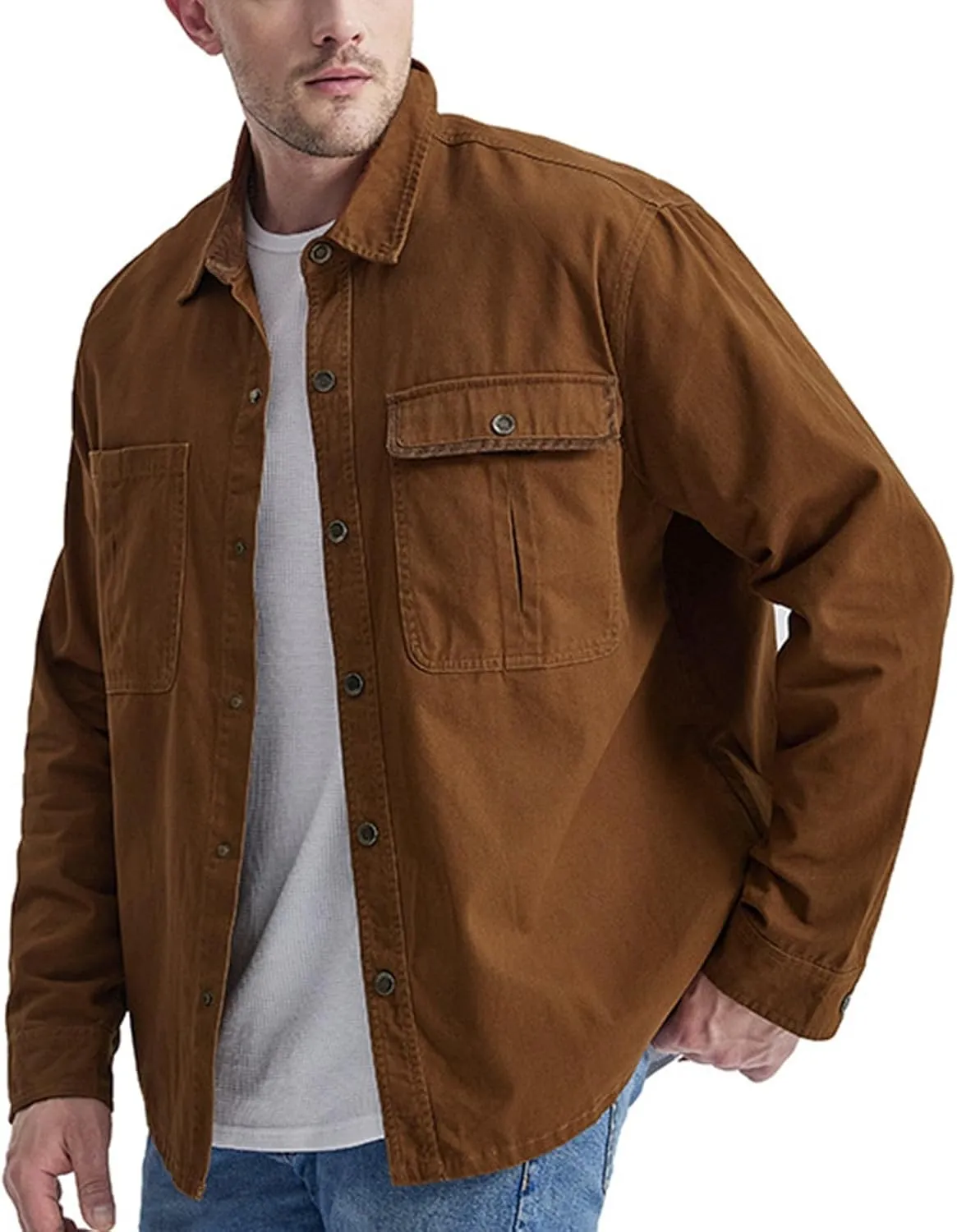 Mens 2023 Dress Shirts Long Sleeve Wrinkle-Resistant Casual Button Down Shirts Solid Formal Dress Shirts Business Top