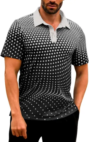 Men's Athletic Polo Shirts Short Sleeve Polka Dot Golf Shirts Fashion Casual Work Sports Gym Tennis Tactical Shirts
