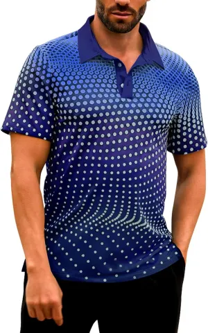 Men's Athletic Polo Shirts Short Sleeve Polka Dot Golf Shirts Fashion Casual Work Sports Gym Tennis Tactical Shirts