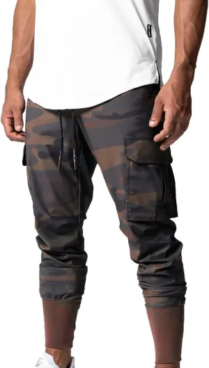 Men's Cargo Pants Drawstring Skinny Stretch Waist Cycling Climbing Sweatpants Fashion Beam Feet Slacks Tapered