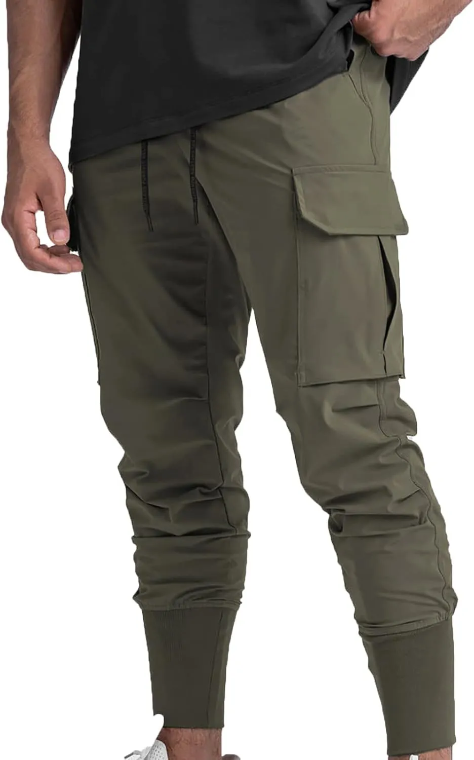 Men's Cargo Pants Drawstring Skinny Stretch Waist Cycling Climbing Sweatpants Fashion Beam Feet Slacks Tapered