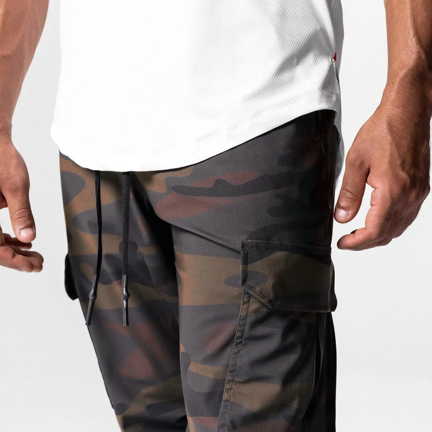 Men's Cargo Pants Drawstring Skinny Stretch Waist Cycling Climbing Sweatpants Fashion Beam Feet Slacks Tapered