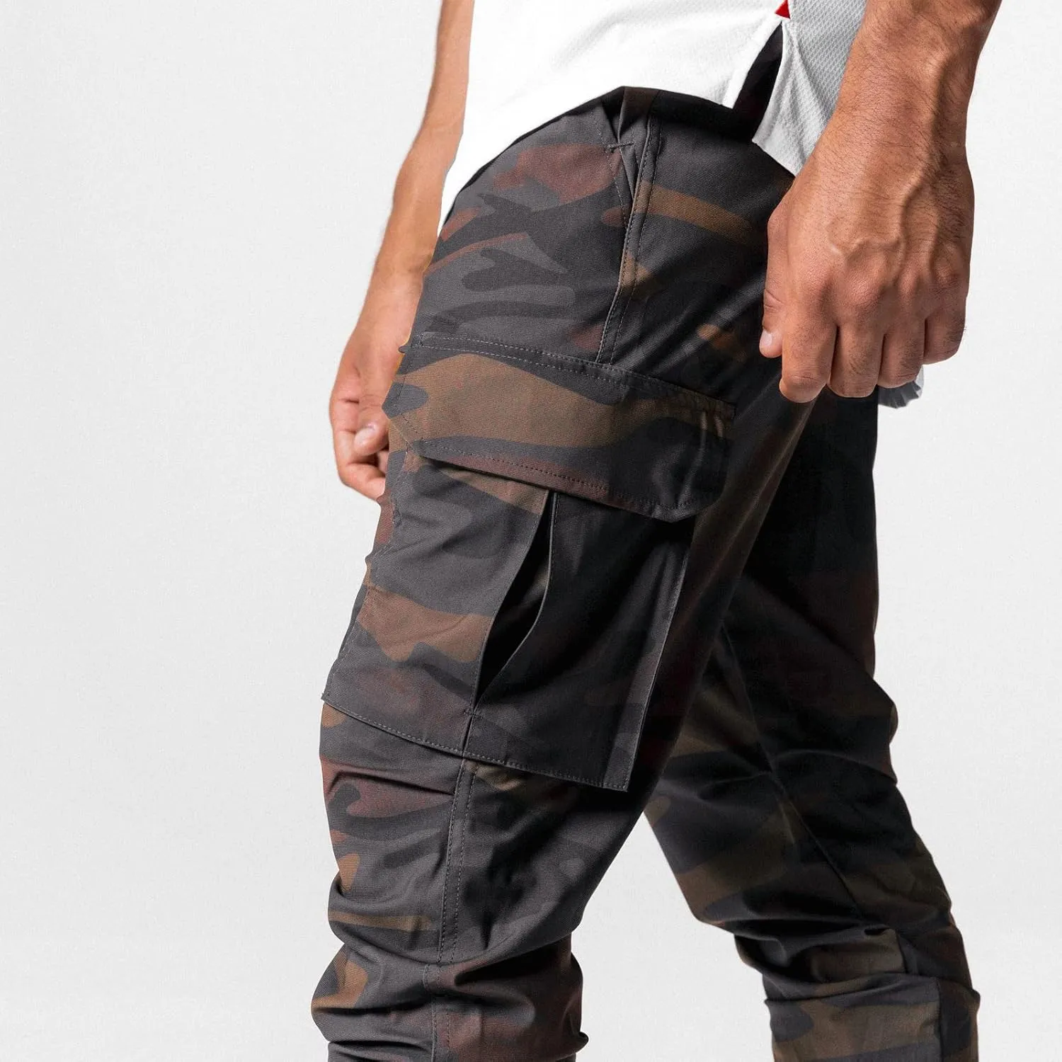 Men's Cargo Pants Drawstring Skinny Stretch Waist Cycling Climbing Sweatpants Fashion Beam Feet Slacks Tapered