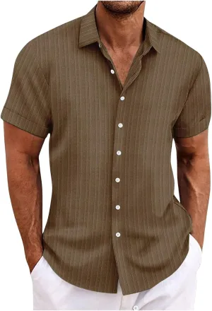 Men's Casual Shirts Short Sleeve Button Down Shirt Linen Shirt Wedding Beach Fashion Shirt Vacation Hawaiian Shirt