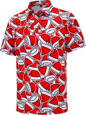 Mens Christmas Polo Shirts Funny Golf Shirts for Men Performance Moisture Wicking Quick Dry Athletic Short Sleeve Shirts