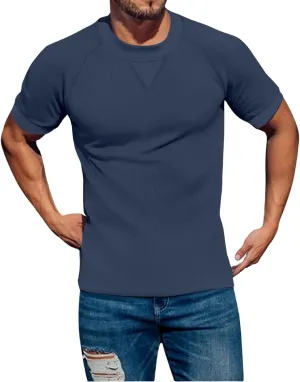 Men's Cotton Linen Polo Shirt Striped Henley Shirt Short Sleeve Casual Beach T-Shirts with Pocket 2025 Summer