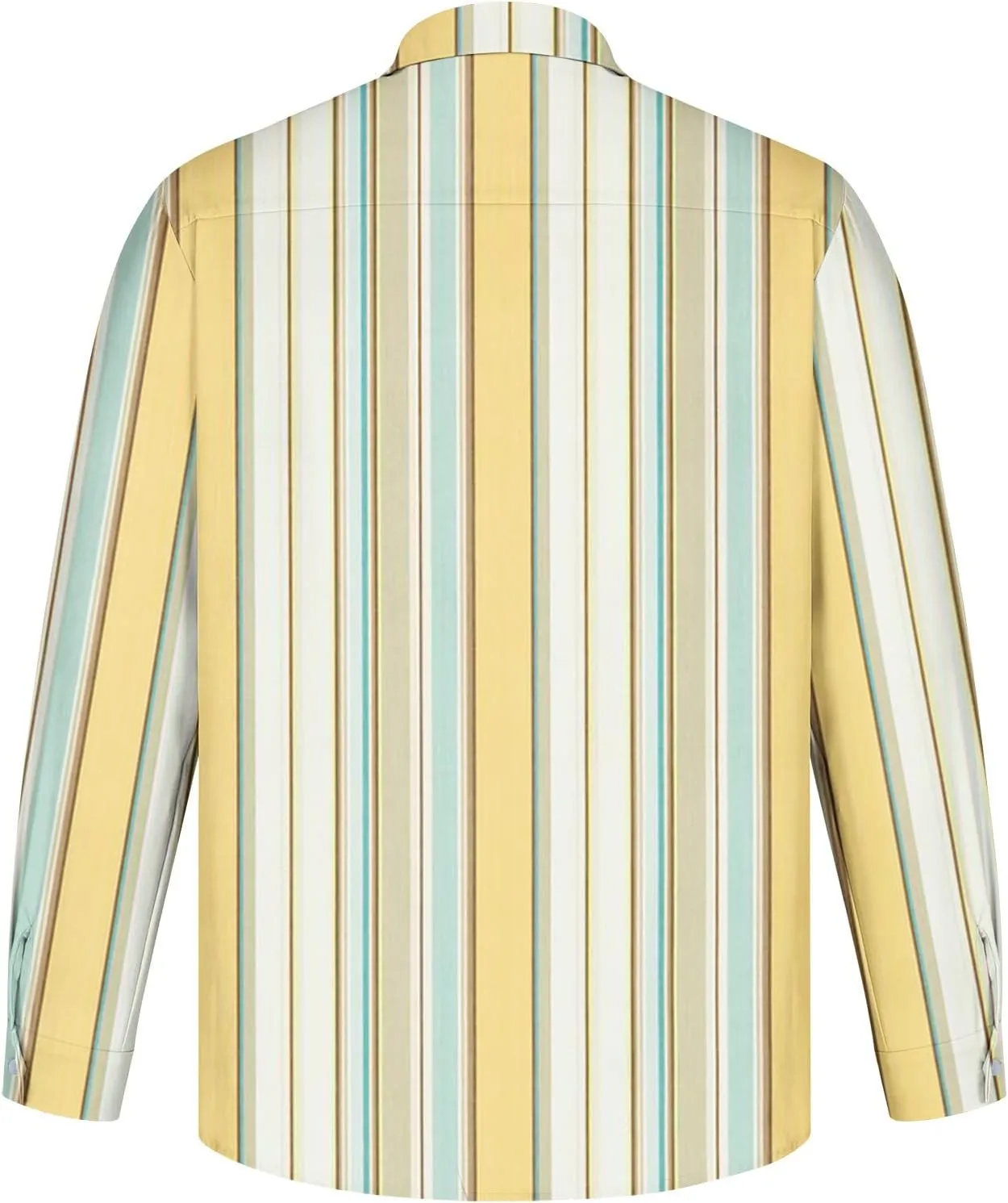 Mens Dress Shirts Long Sleeve Striped Print Collared Shirts Casual Slim Fit Lightweight Button T-Shirts Work Tops