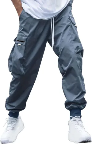 Mens Fashion Cargo Pants Drawstring Tactical Active Outdoor Hiking Climbing Overalls Military Casual Solid Color Tapered Pant