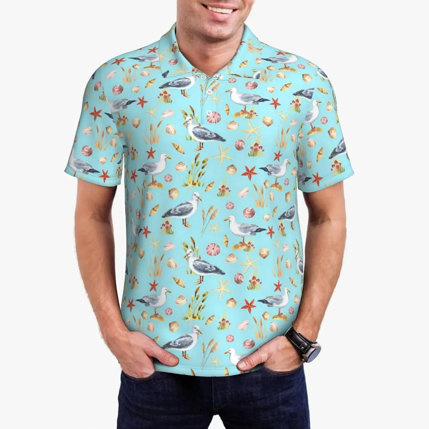 Men's Golf Polo Shirts Funny Golf Shirts for Men Performance Moisture Wicking Quick Dry Athletic Short Sleeve Shirts