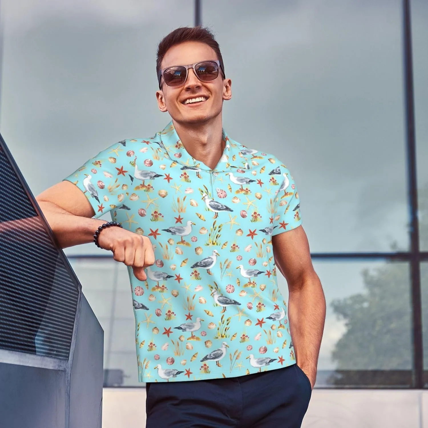 Men's Golf Polo Shirts Funny Golf Shirts for Men Performance Moisture Wicking Quick Dry Athletic Short Sleeve Shirts