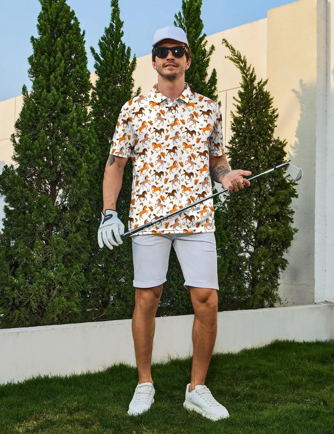 Mens Golf Shirt Funny Polo Shirts Short Sleeve Golf Polo Shirts Gifts Print Shirts