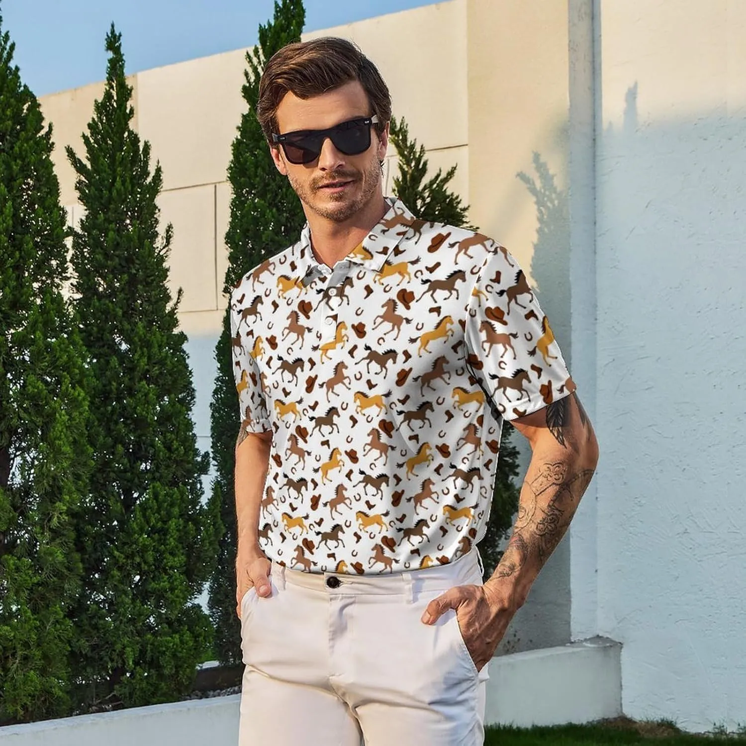 Mens Golf Shirt Funny Polo Shirts Short Sleeve Golf Polo Shirts Gifts Print Shirts