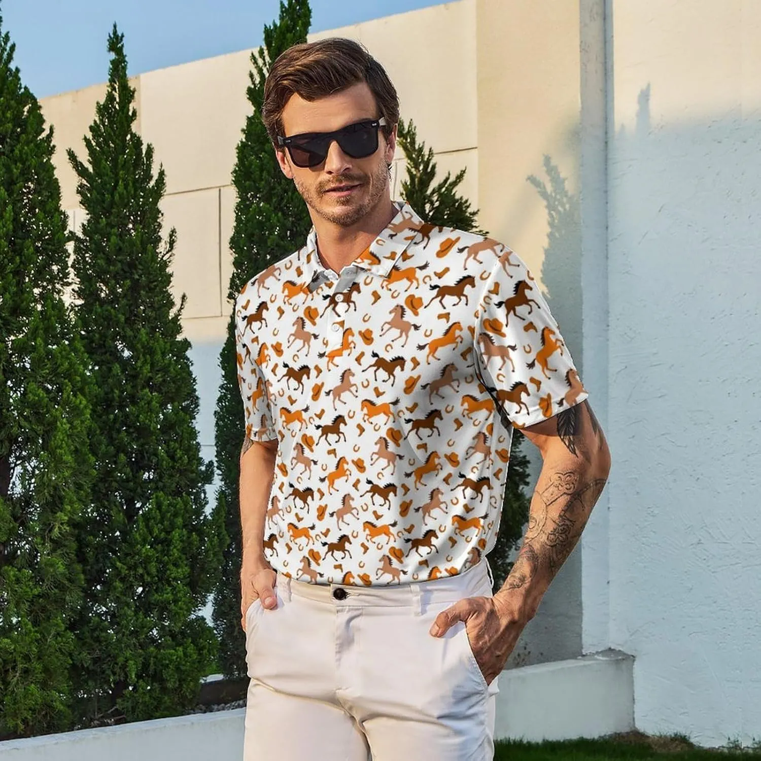 Mens Golf Shirt Funny Polo Shirts Short Sleeve Golf Polo Shirts Gifts Print Shirts