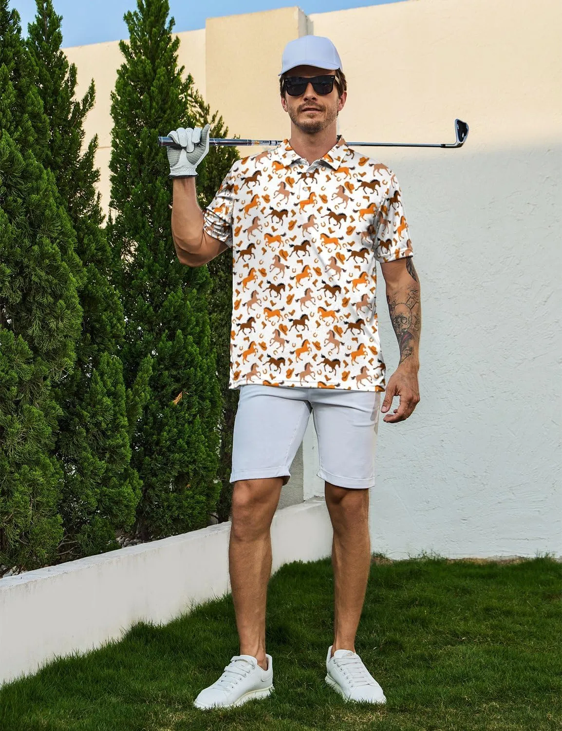 Mens Golf Shirt Funny Polo Shirts Short Sleeve Golf Polo Shirts Gifts Print Shirts