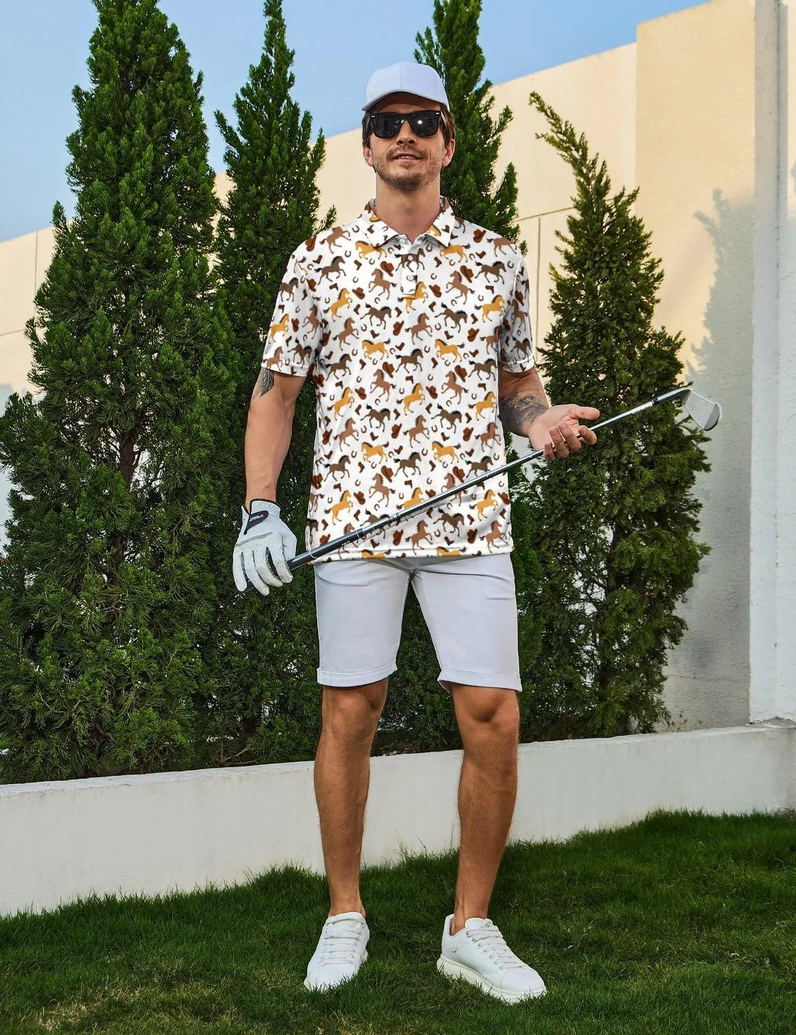 Mens Golf Shirt Funny Polo Shirts Short Sleeve Golf Polo Shirts Gifts Print Shirts