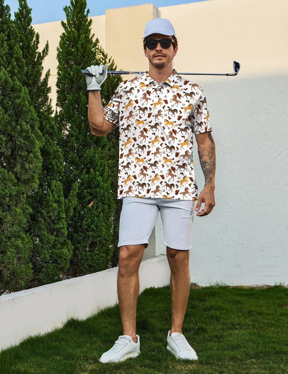 Mens Golf Shirt Funny Polo Shirts Short Sleeve Golf Polo Shirts Gifts Print Shirts