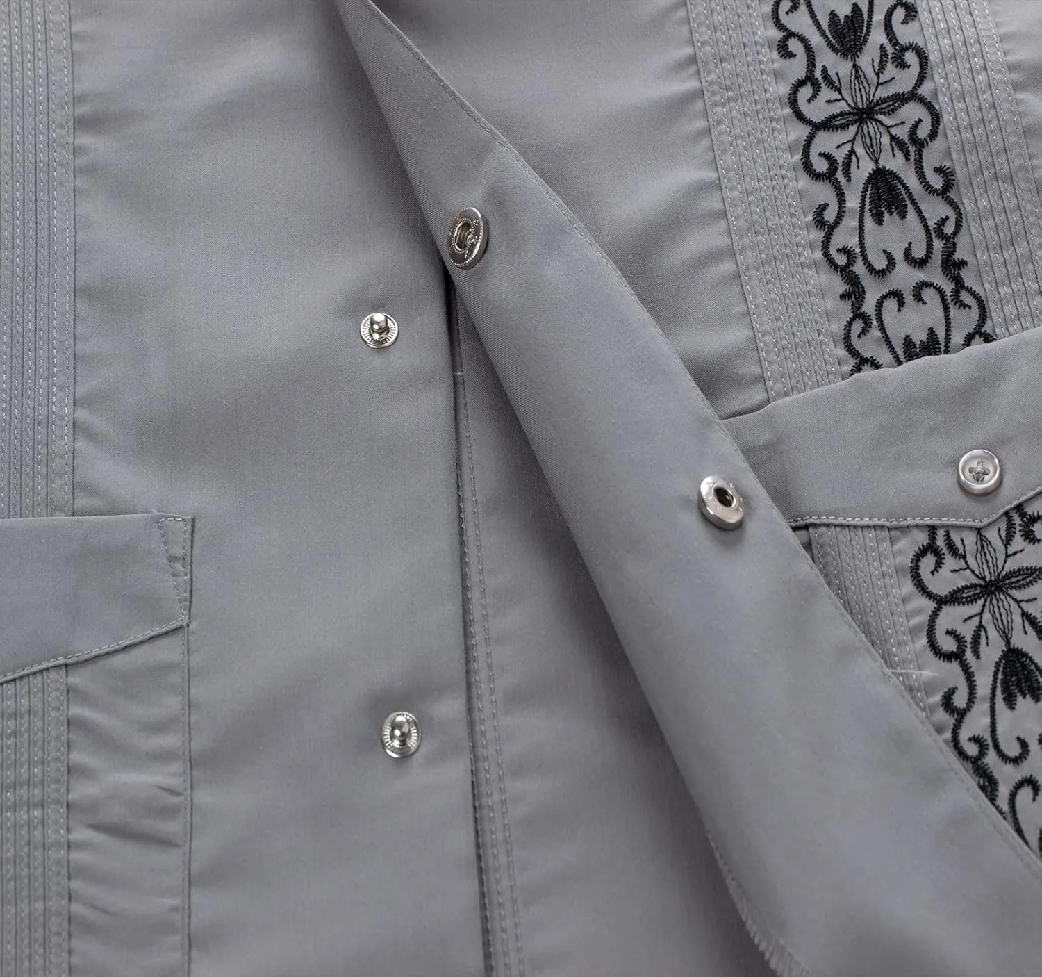 Men's Guayabera Shirts Short Sleeve Casual Snap Shirts