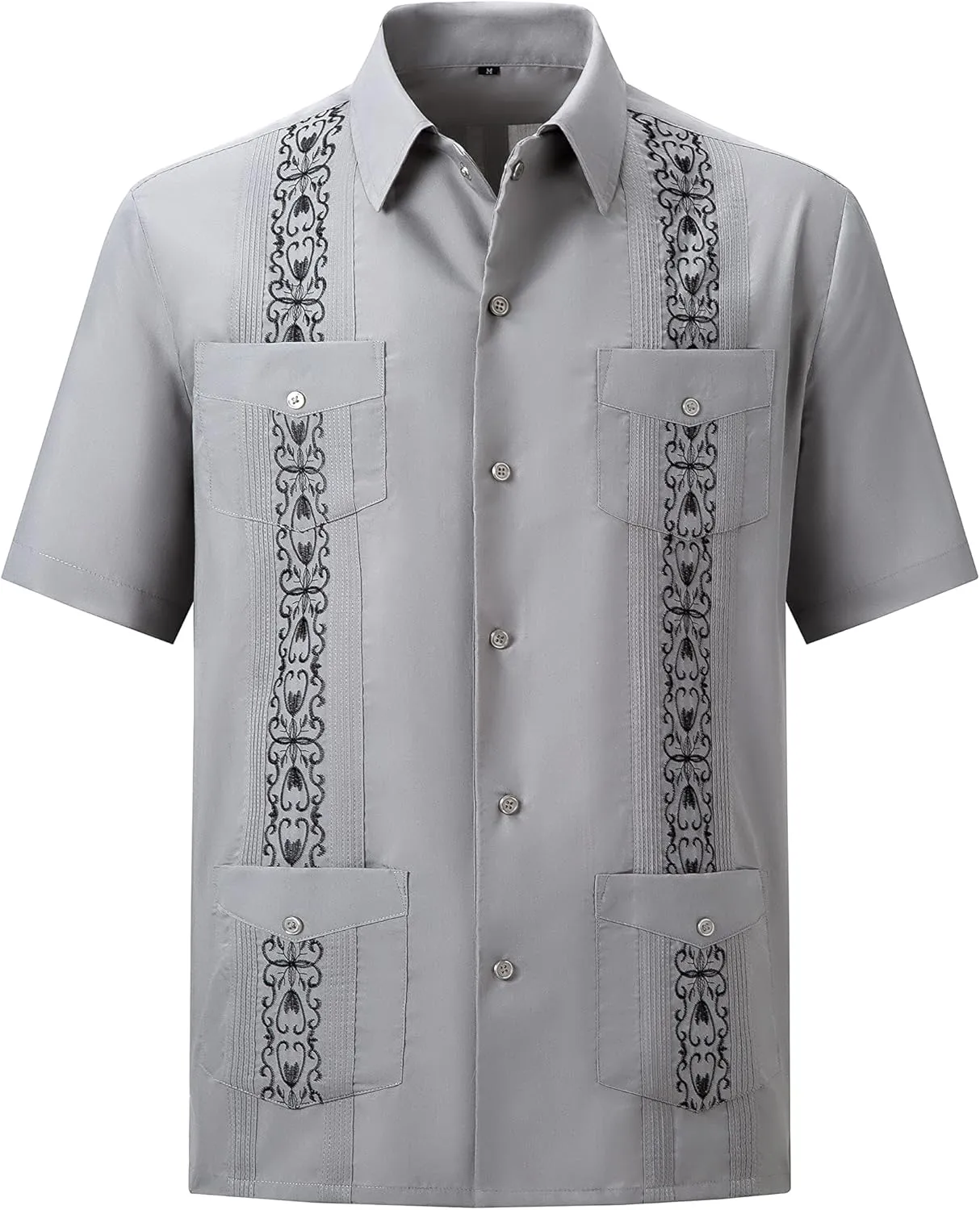 Men's Guayabera Shirts Short Sleeve Casual Snap Shirts
