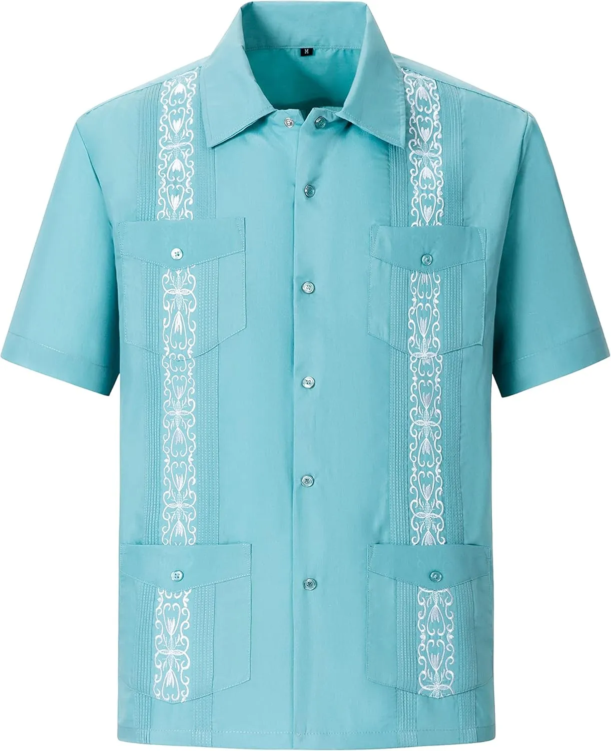 Men's Guayabera Shirts Short Sleeve Casual Snap Shirts