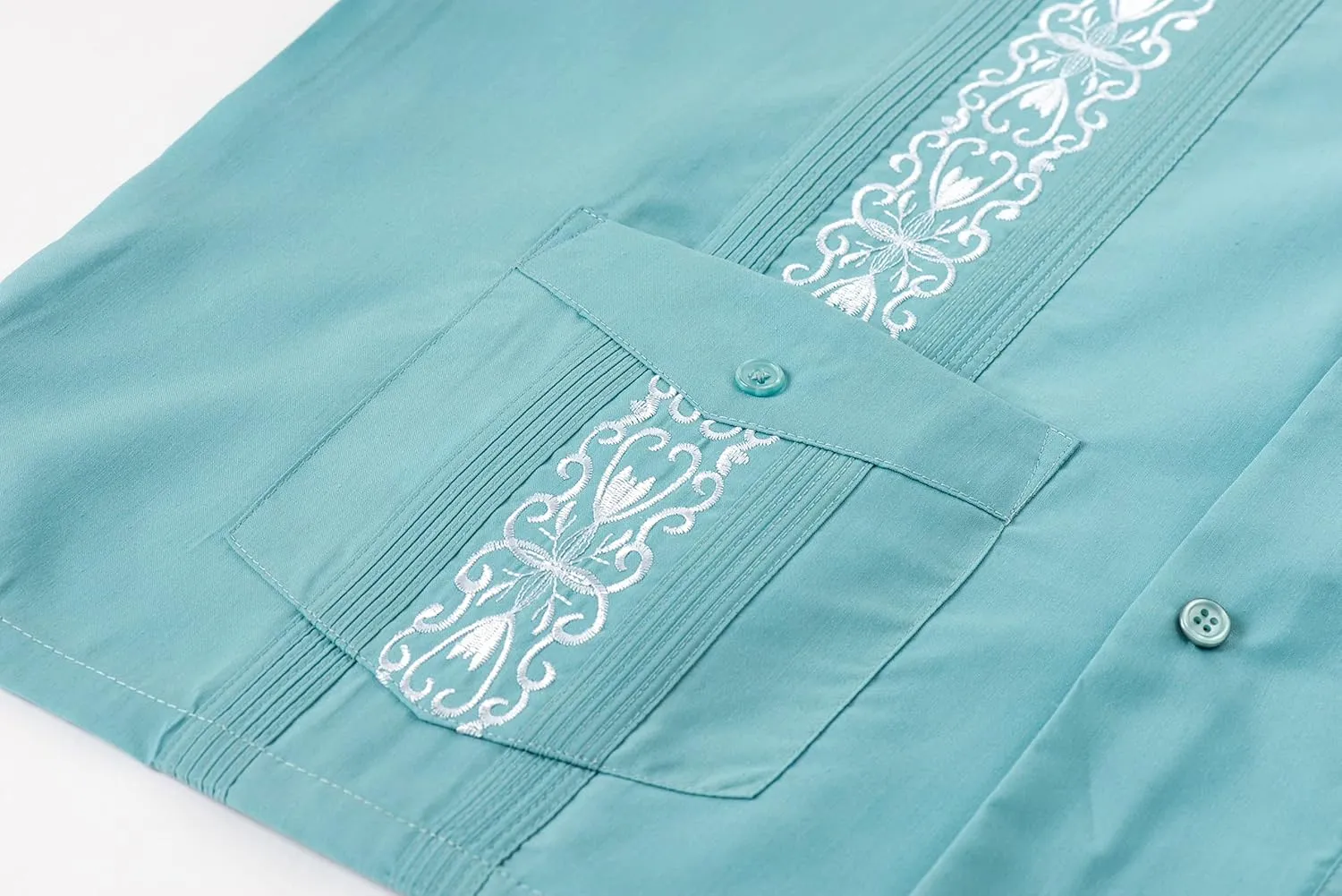 Men's Guayabera Shirts Short Sleeve Casual Snap Shirts