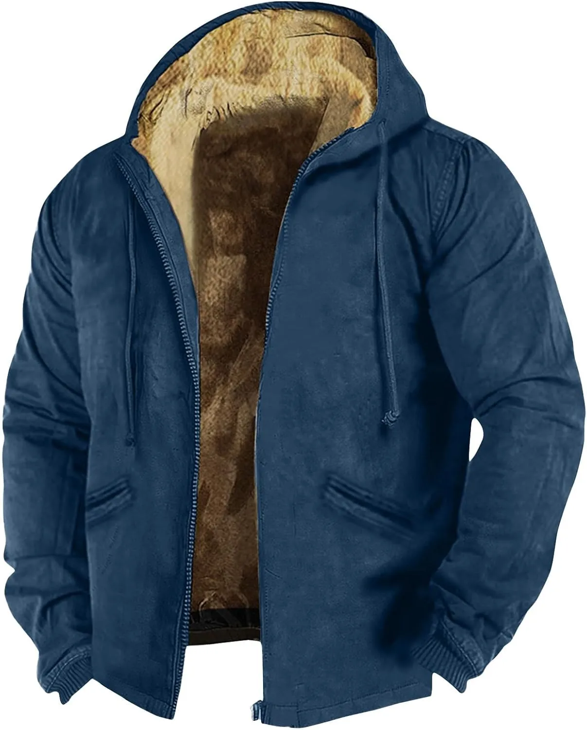 Men's Hoodies Basic Zip Up Hoodie Long Sleeve Sherpa Sweatshirts Classic Print Casual Pullover, M-5XL