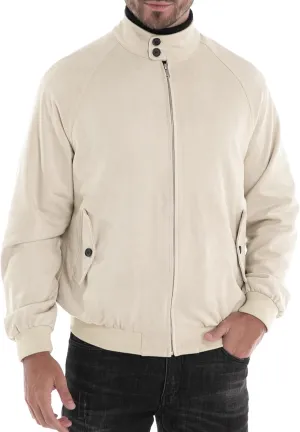 Mens Jacket, Casual Faux Suede Bomber Coat Classic Vintage Work Zip Lightweight