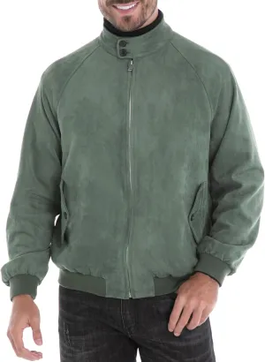 Mens Jacket, Casual Faux Suede Bomber Coat Classic Vintage Work Zip Lightweight