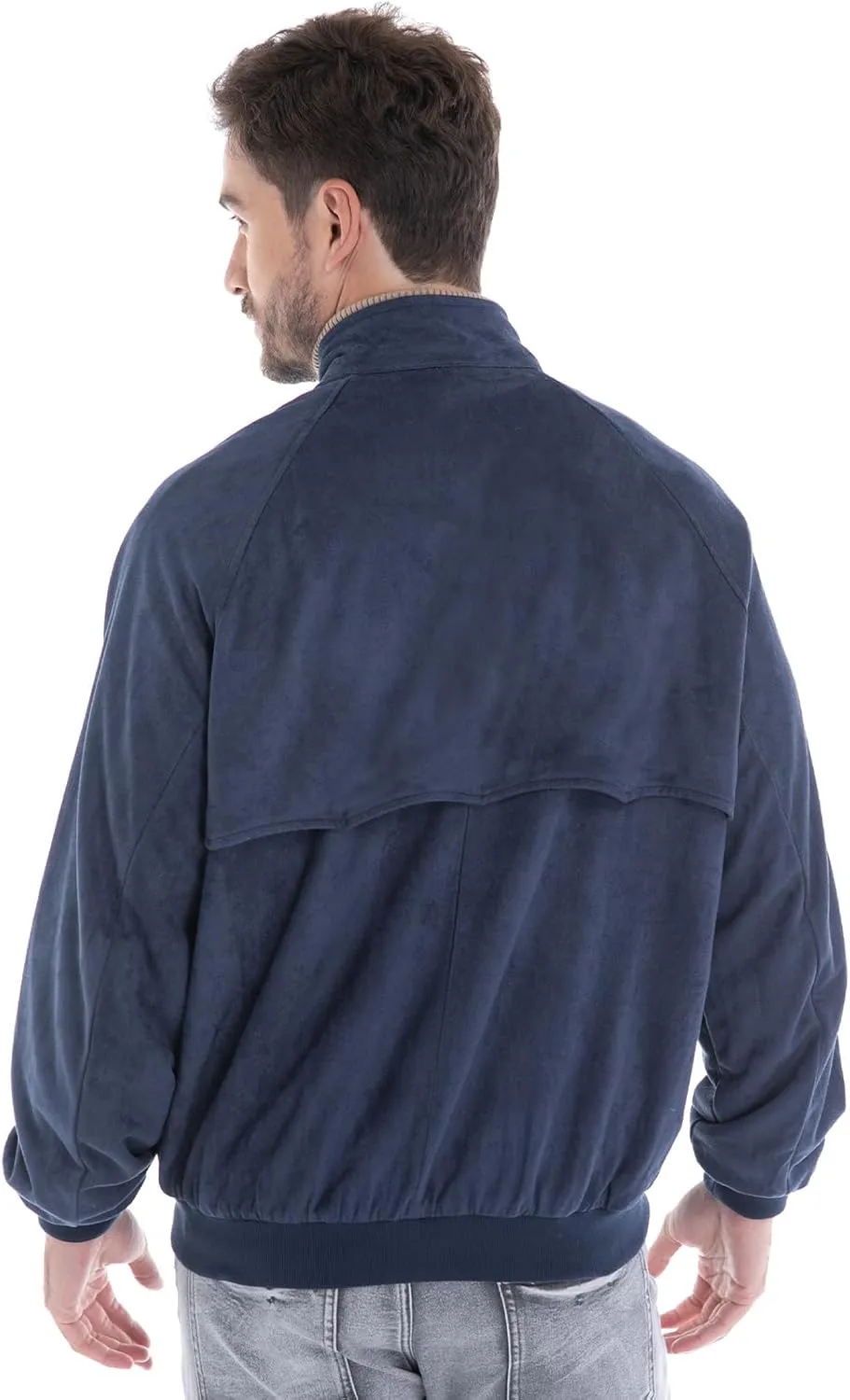 Mens Jacket, Casual Faux Suede Bomber Coat Classic Vintage Work Zip Lightweight