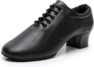 Men's Leather Round Toe Dancing Shoes for Latin Rumba Waltz Tango Performence Ballroom Dance Shoes