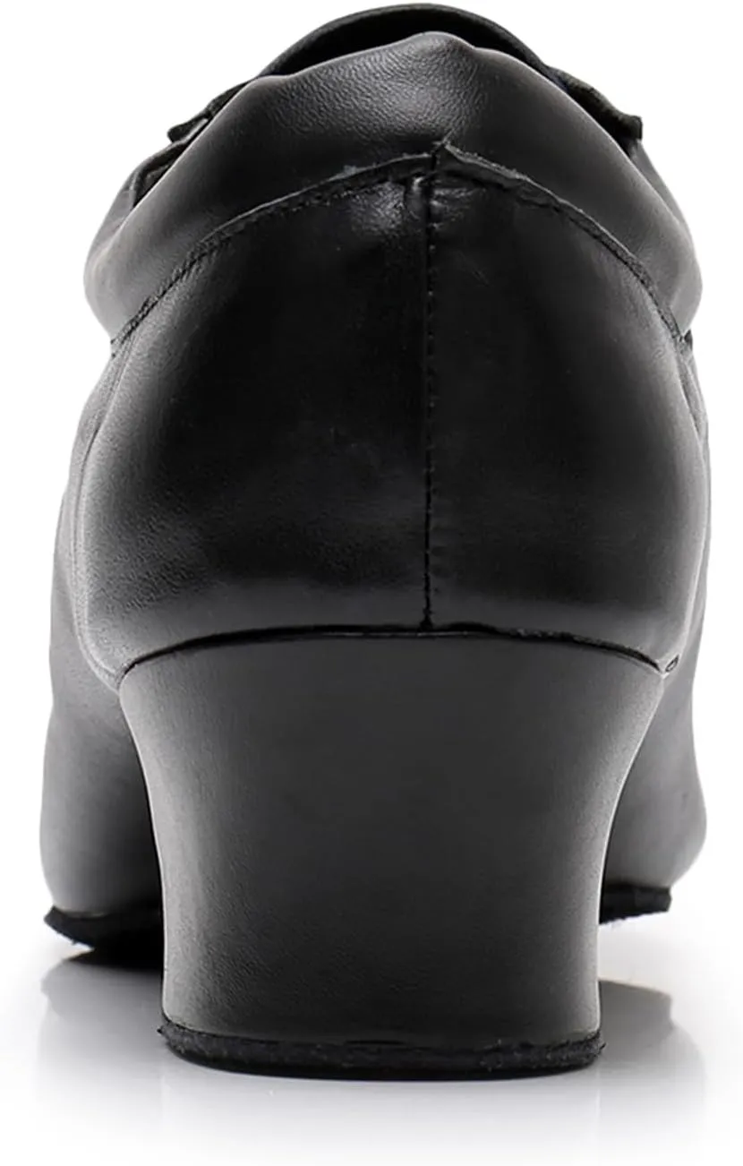Men's Leather Round Toe Dancing Shoes for Latin Rumba Waltz Tango Performence Ballroom Dance Shoes