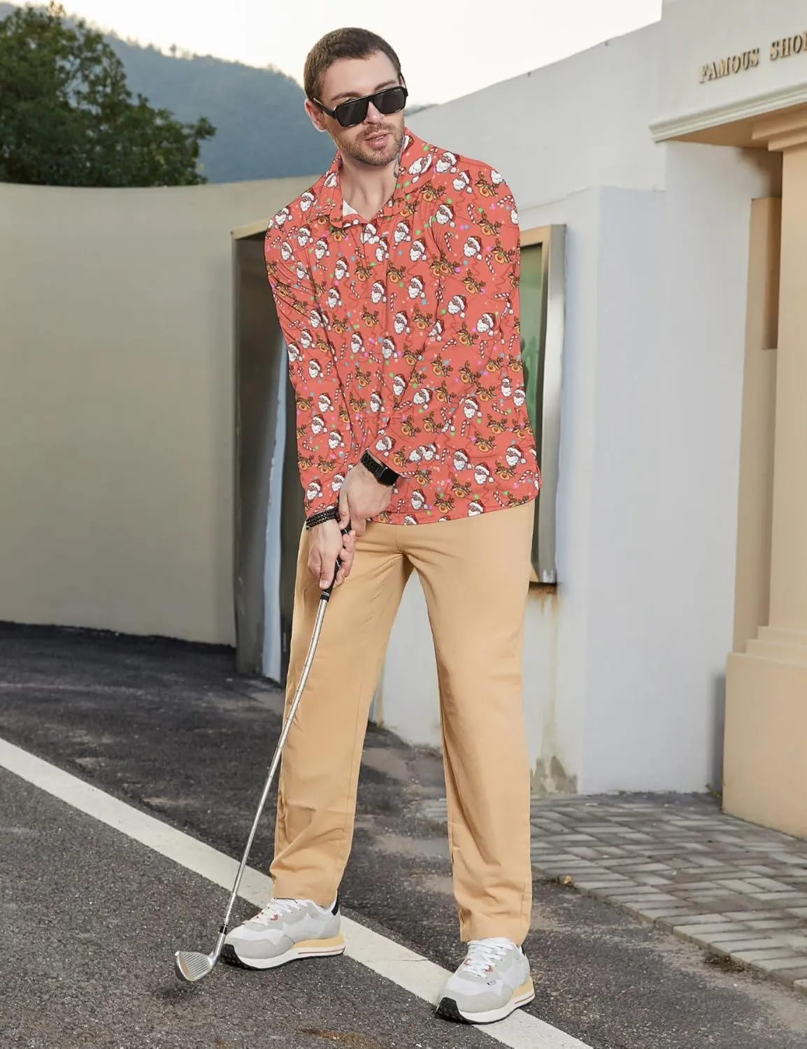Men's Polo Shirts Long Sleeve Golf Shirts Performance Polos Moisture Wicking Collared Golf Polo Shirts