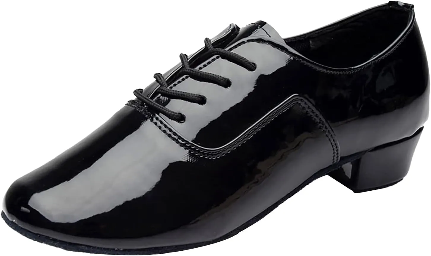 Men's Solid Color Lace Up Modern Dance Shoes Dance Hall Latin Dance Shoes Tan Leather Shoes for Men