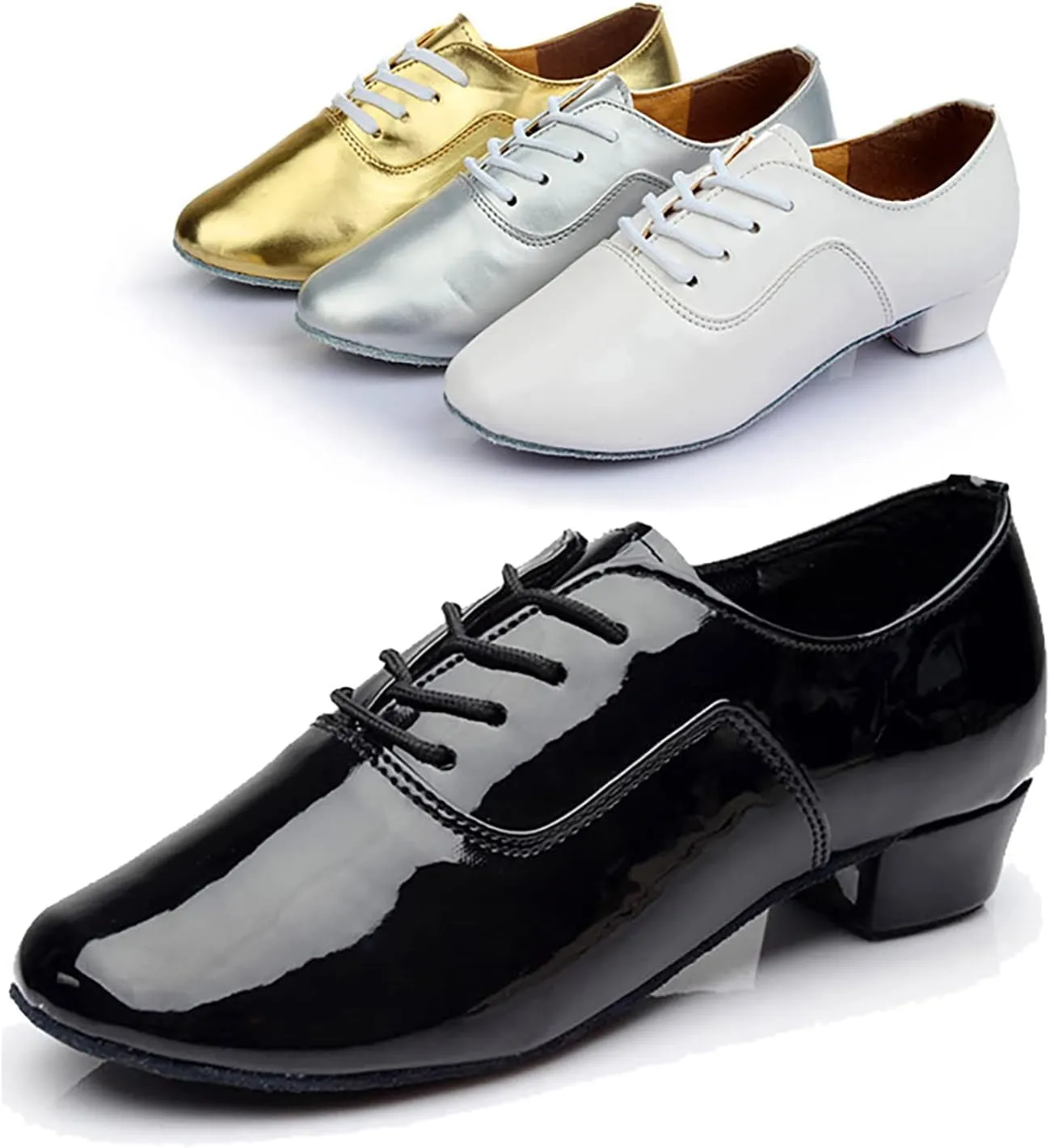 Men's Solid Color Lace Up Modern Dance Shoes Dance Hall Latin Dance Shoes Tan Leather Shoes for Men