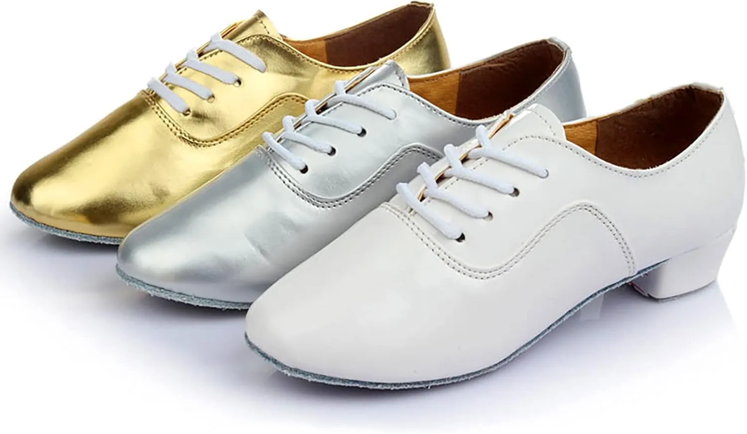 Men's Solid Color Lace Up Modern Dance Shoes Dance Hall Latin Dance Shoes Tan Leather Shoes for Men