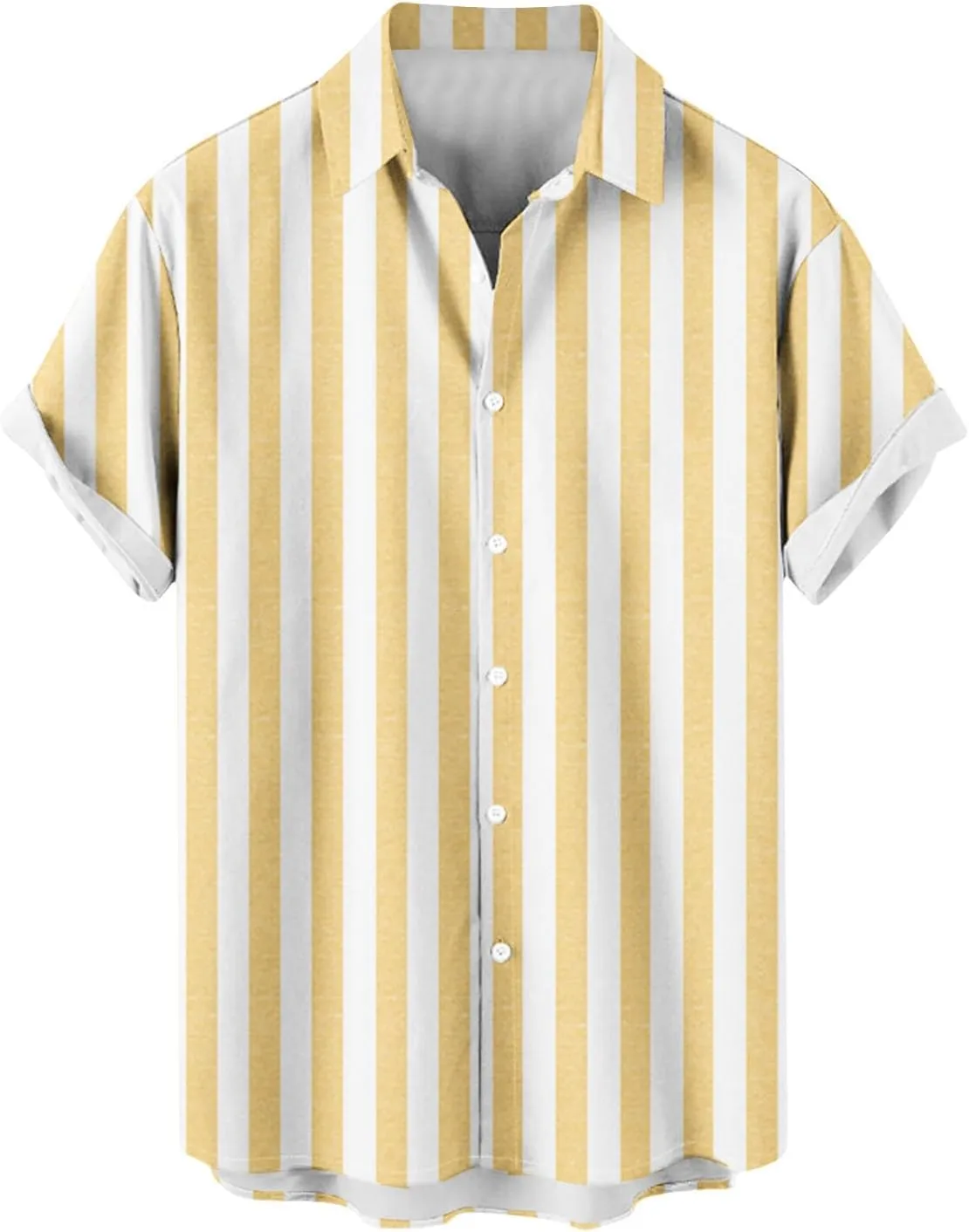 Mens Striped Button Shirts Fashion Casual Short Sleeve Button Up Shirts Loose Comfy Turndown Collar Blouse