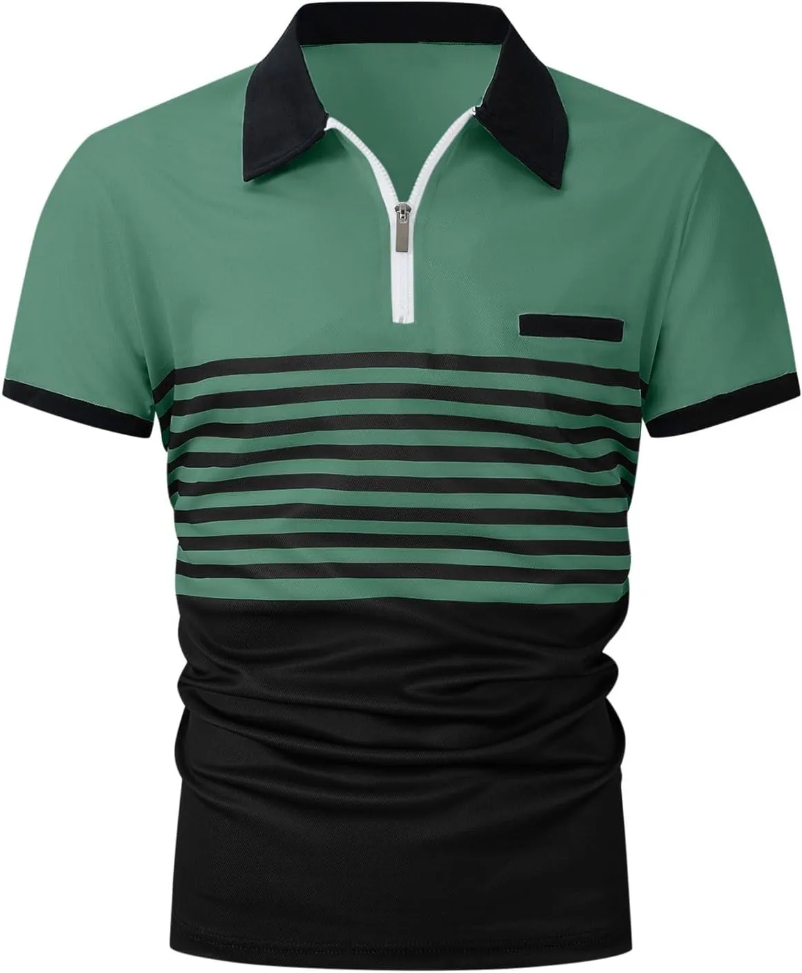 Mens Striped Polo Shirts Short Sleeve Button Up T Shirts for Men Summer Bussiness Leisure Shirts Golf Tops