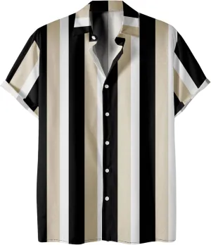 Men's Striped Shirts Button Down Short Sleeve Casual Beach Shirts