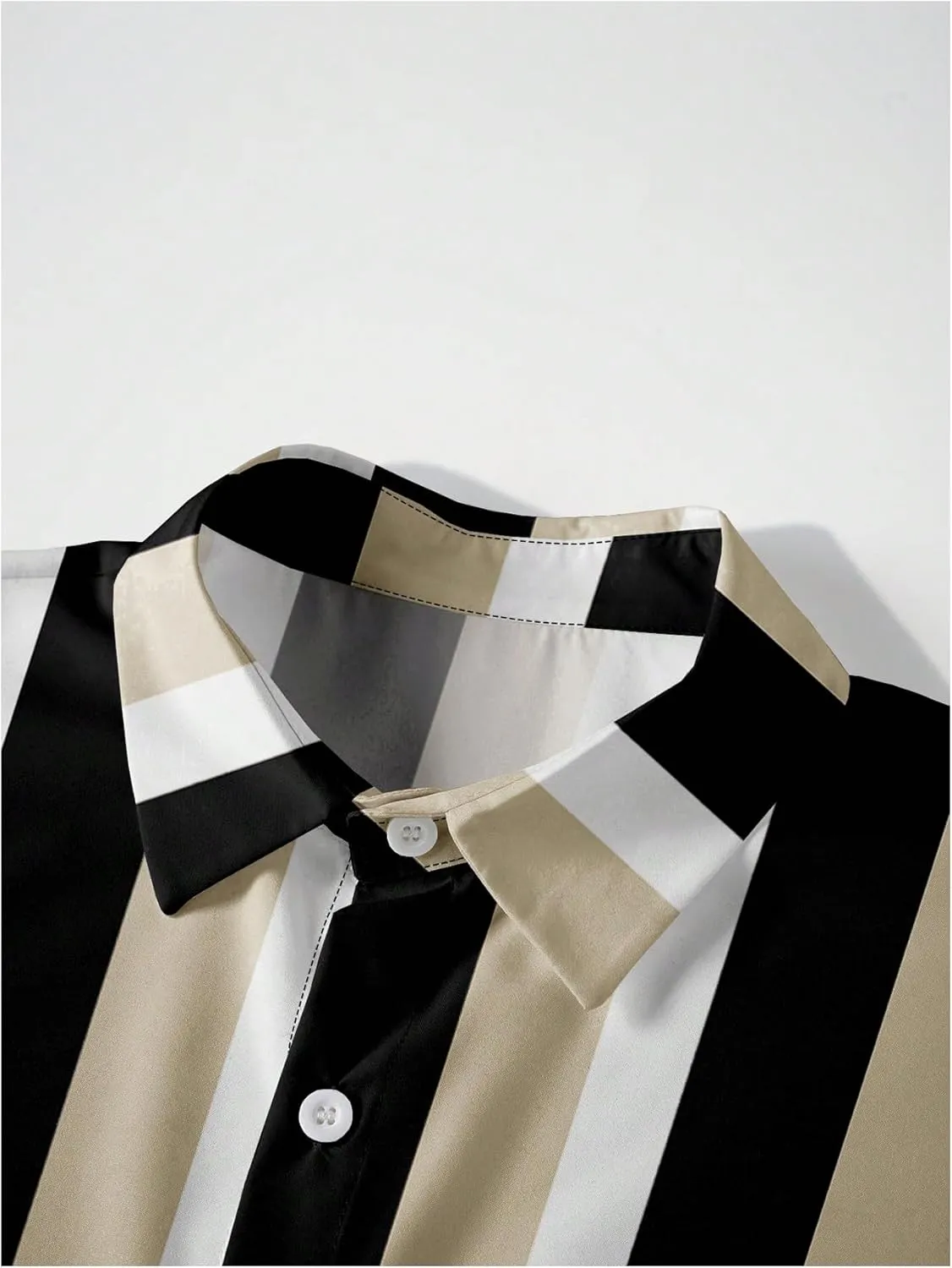 Men's Striped Shirts Button Down Short Sleeve Casual Beach Shirts