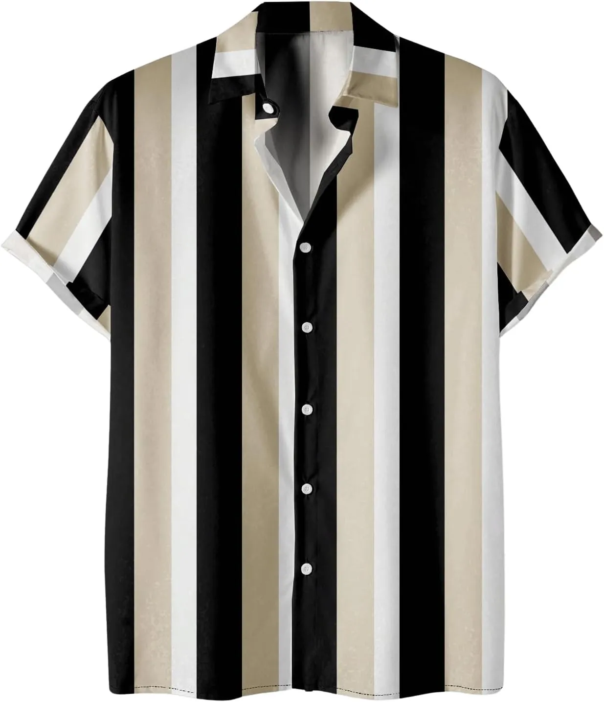 Men's Striped Shirts Button Down Short Sleeve Casual Beach Shirts