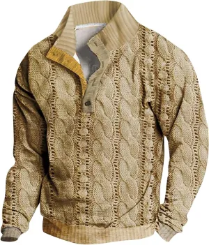 Mens Sweater Fall And Winter Casual Long Sleeved Zipper Shaker Warm Long Sleeved Sweater Tops Men'S Stand Up Collar