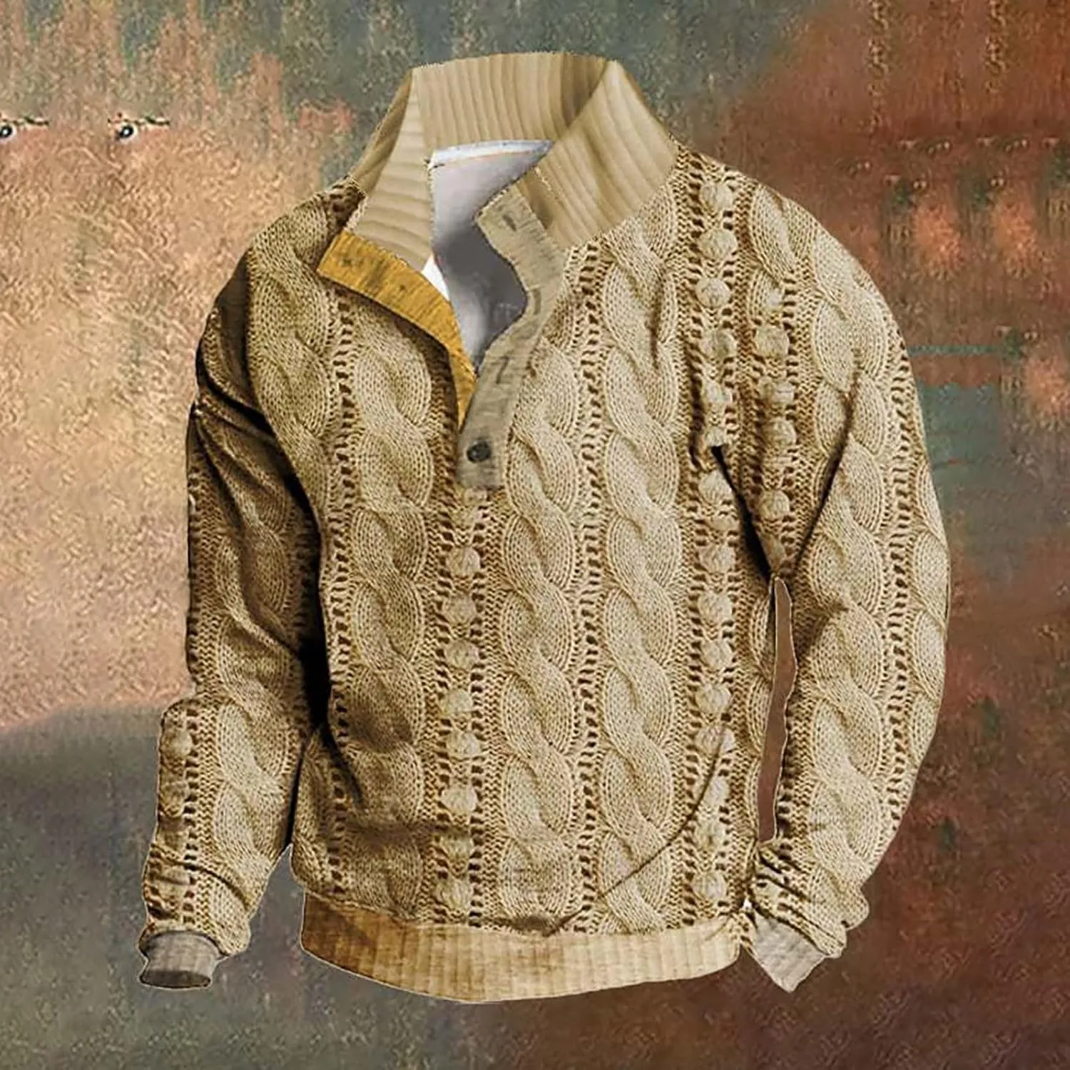 Mens Sweater Fall And Winter Casual Long Sleeved Zipper Shaker Warm Long Sleeved Sweater Tops Men'S Stand Up Collar