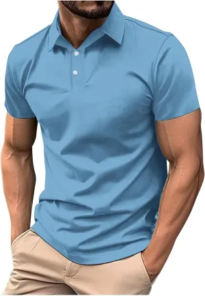 Men's White Golf Shirts, Short Sleeve, Moisture Wicking, Dry Fit, Polo Shirts, Casual Golf Shirts
