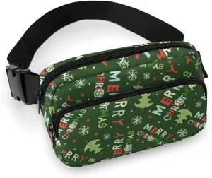 Merry Christmas Fanny Packs for Women & Men Fashion Belt Bags Waist Pack Pouch Crossbody Bag with Adjustable Strap Sling Bag for Shopping Travel Running