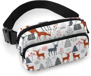 Merry Christmas Fanny Packs for Women Men Unisex Fashion Belt Bags Waist Pack Pouch with Adjustable Strap Crossbody Bags Sling Bag for Travel Hiking Shopping