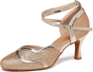Minishion Women's Glitter Ballroom Latin Dancing Shoes Party Wedding Heels