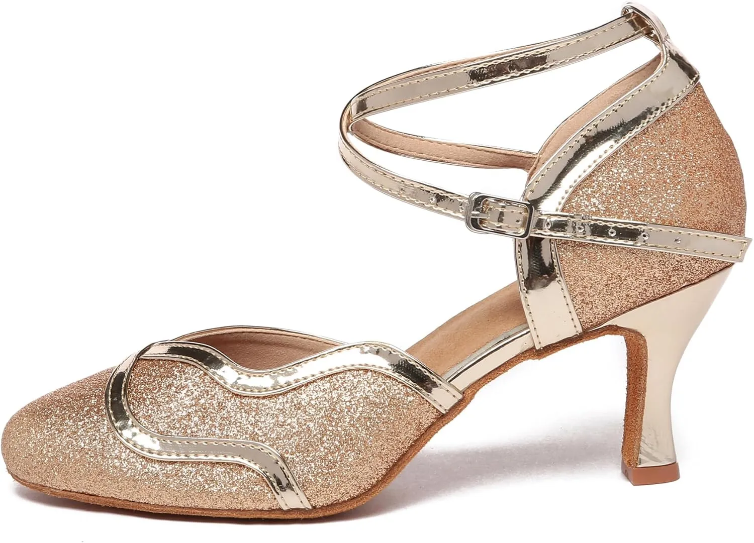 Minishion Women's Glitter Ballroom Latin Dancing Shoes Party Wedding Heels